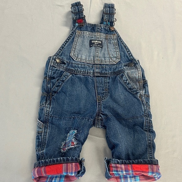 OshKosh B'gosh - Kids Lined Denim Overalls with Patch design - Picture 1 of 6